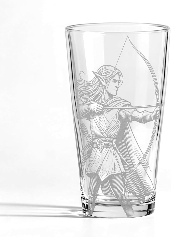 LEGOLAS ELF Engraved 16oz Pint Glass | Inspired by Tolkien Power Ring and Middle Earth | Great Christmas Gift Idea | Unique Elvish Fantasy Wizard Fantasy Decor!