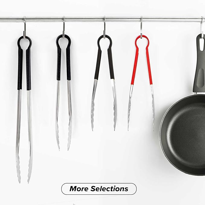 LZMS 4 Packs -16" Extra-large Size Black Atmospherei Stainless Steel Grill Tongs, Kitchen Tongs with Non-Slip Grip for Cooking,BBQ,Buffet Dinner