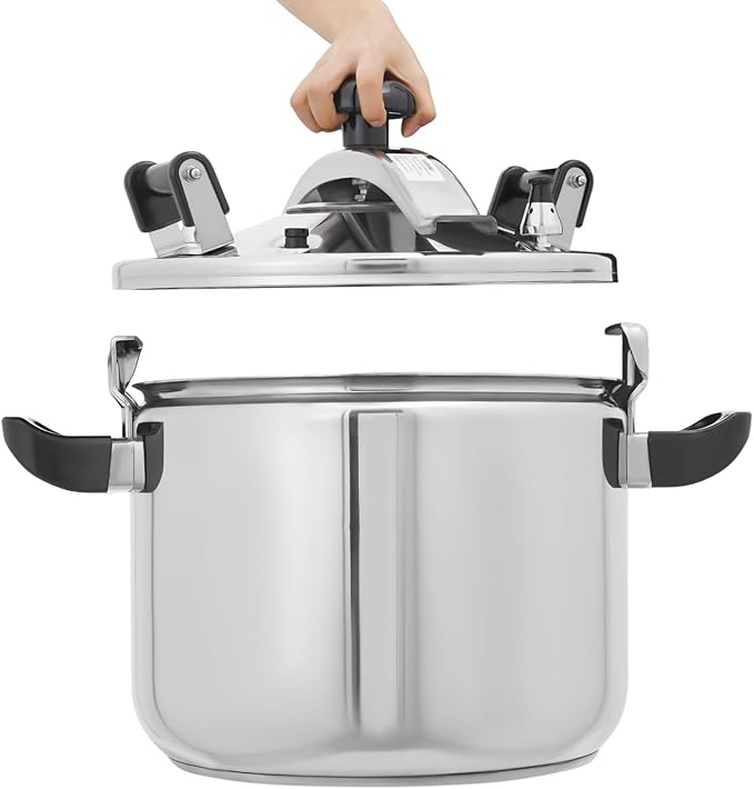 27 Quart Aluminum Pressure Cooker, Commercial Olla de Presion, Large Steamer Cooking Pot Pressure Canners with Safety Lock Valve & Pressure Limiting Valve (42Qt)