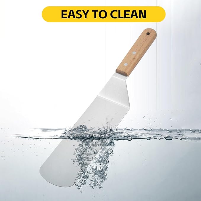 Professional Griddle Spatula Set - Stainless Steel Spatula Bread Cutter and Griddle Scraper,Flat Top Grill Accessories Set,Scraper for Outdoor Barbecue