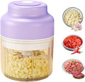 2026 New Electric Garlic Chopper, Mini Portable Veggie Chopper USB Charging Wireless Food Processor, Upgrade Electric Mini Garlic Chopper Set Wireless Veggie Grinder (Purple, 320ML)