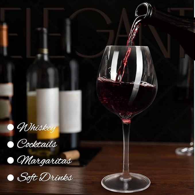 Plastic Wine Glasses Set of 2(15oz) |Unbreakable Wine Glasses with Stem|100% Tritan & BPA Free |Dishwasher Safe| Awesome For Pool, Beach, Travel, Pool, Camping, Beach, Picnic, Everyday Use.