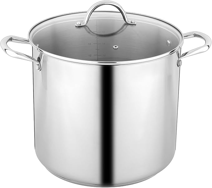 GreatChef Stock Pot Stainless Steel for Cooking Riveted Handle, Heavy Duty Vessel,Induction Compatible All Cooktops in Use, Dishwasher & Oven Safe (20 Quart)