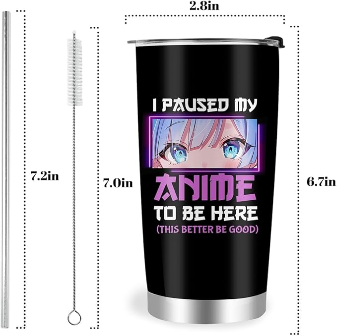 Anime Lover Stainless Steel Tumbler 20oz - Gifts for Girls, Women, Japanese Merch, Birthday Kawaii Present for Anime Fans