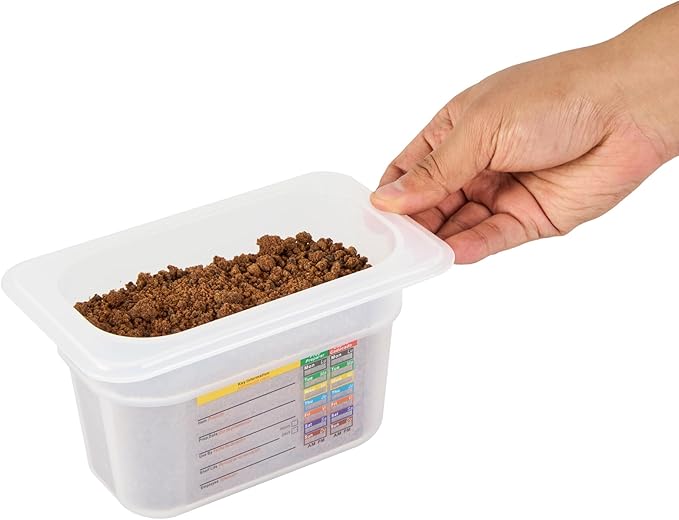 Restaurantware Food Pans Pack of 10 Plastic Rectangle Food Containers 1/9 Size with Traceability Label, Storage Containers Dishwashable Hot Cold Friendly for Restaurants Buffet Commercial Use