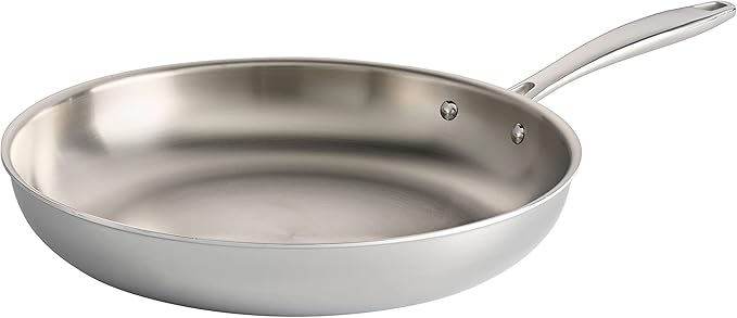 Tramontina Signature Tri-Ply Clad Stainless Steel 12-Inch Large Frying Pan, Induction-Ready Skillet, Dishwasher-Safe, NSF-Certified, Made in Brazil