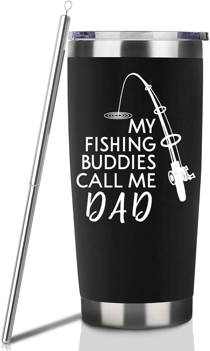 Fishing Gifts For Men Birthday Gift For 20oz Black My Fishing Buddies Call Me Dad Travel Tumbler Fishings Gift For Bay Christmas Presents For Father Dad Fishings Lover Coffee Cup With Lid Straw
