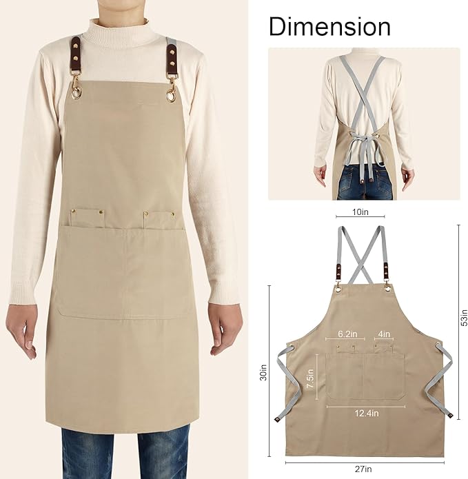Personalized Aprons Custom Women Men Apron with Pockets Chef for Baking Bbq Grill Embroidered with Name Text