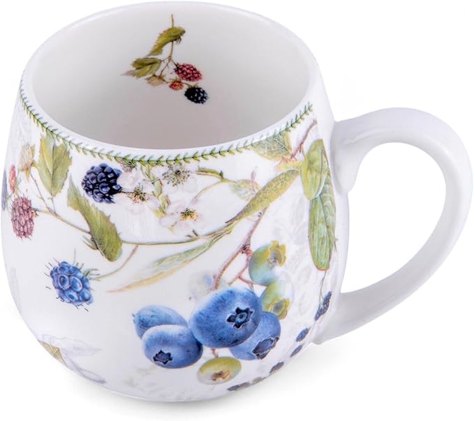 Wild Berries Bone China Big Belly Mug 16.23 fl oz.(480ml) in Gift Box, Coffee Tea Mug