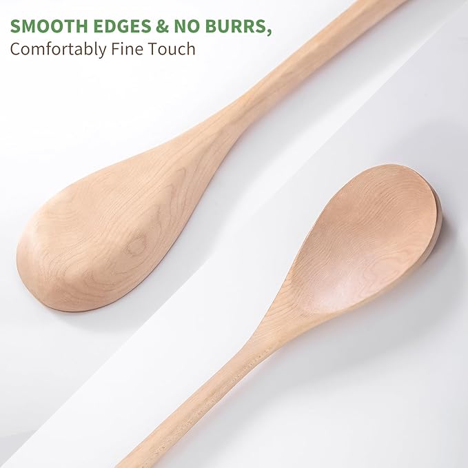 Wooden Spoons for Cooking, Large Wooden Spoons Wooden Mixing Spoon Heat Resistant Wooden Cooking Utensils for Nonstick Cookware