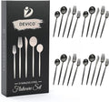 Devico Matte Silverware Set, 20-Piece 18/10 Stainless Steel Flatware Cutlery Utensils Tableware Set Service for 4, Great Gift for Friends/Family, Dishwasher Safe (4 sets, Black-A)