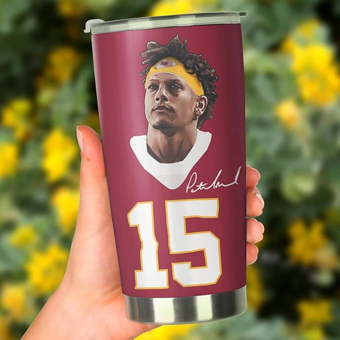 Patrick Mahomes II Tumbler - Go Big Or Go Mahomes - Coffee Tea Mug Insulated Tumbler With Lid - Birthday, Christmas, Thanksgiving Day Gifts For Football Fans - 20 Oz| Stainless Steel Mug