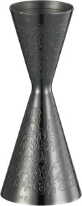 Double Cocktail Jigger Slim Style Measuring Jigger with Etched Pattern (Gunmetal Black Spirit)