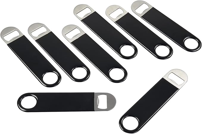 12 Pcs Flat Beer Bottle Openers, Stainless Steel Beer Openers for Party, Bar, Restaurant, Black