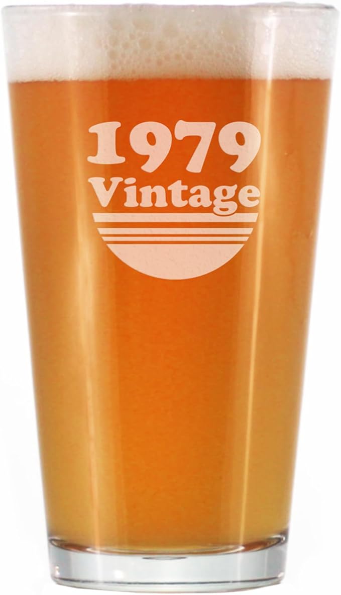 Vintage 1979 Pint Glass for Beer - 46th Birthday Gifts for Men or Women Turning 46 - Fun Bday Party Decor - 16 oz