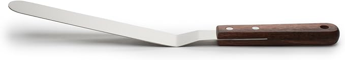 Fox Run Offset Icing Spatula, 8-Inch Stainless Steel Blade, Wood Handle, Metallic