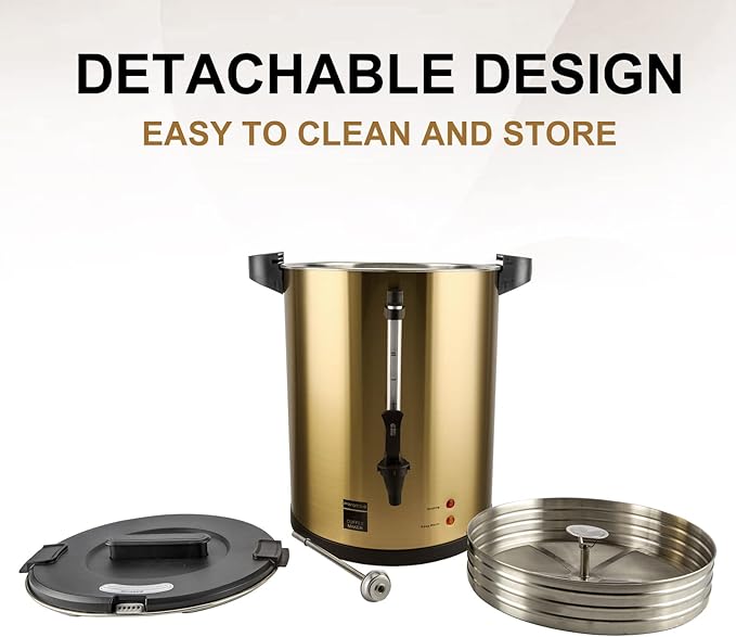 Commercial Coffee Urn, 16L Double Wall Stainless Steel, Large Coffee Maker Percolator with Keep Warm Mode, Electric Hot Water Urn Dispenserfor Parties Office Catering Events