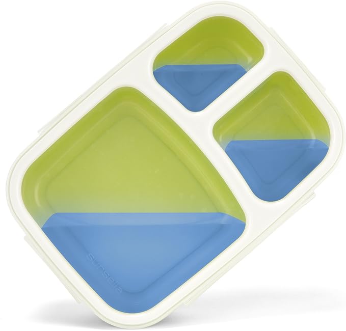 Leakproof, 3 Compartment, Bento Lunch Box, Airtight Food Storage Container (1 Pc) - Green