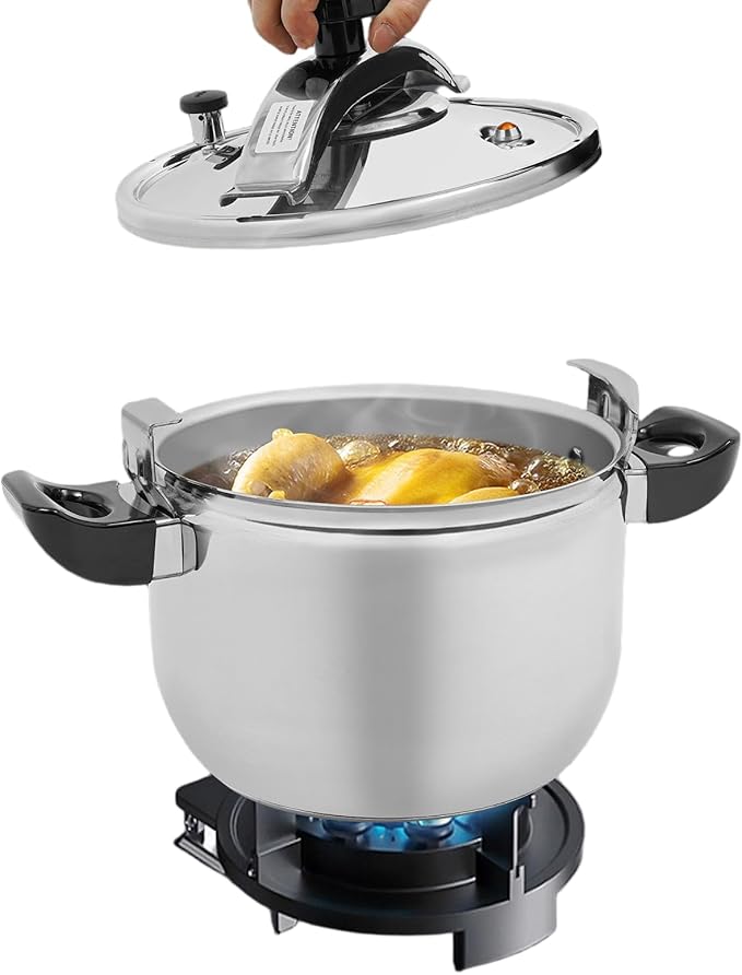 11L Stainless Steel Pressure Cooker, 11.6QT Induction Compatible Pressure Cooker, 60KP High Pressure Stewing Pot, Compatible with Gas & Induction Cooker