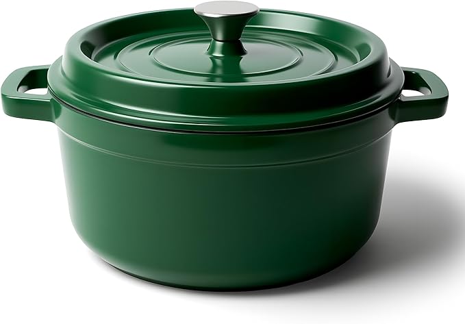 6.5 Quart Dutch Oven Pot with Lid, Non Stick Enameled Cast Iron Dutch Oven for Bread Baking, Heavy-Duty, Oven Safe Ceramic Cookware Up to 500°F for Baking, Braising, Stews, Roasting, Green