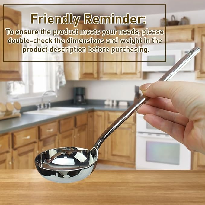Flat Bottom Ladle,10'' Sauce Ladle,Thick Heavy 18/10 Stainless Steel,Dishwasher Safe (1Pack)