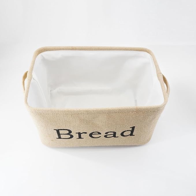 YAHUAN Burlap Bread Basket with Handles Bread Bin for Keeping Bread, Jute Bread Box for Kitchen Counter Pantry(Original)