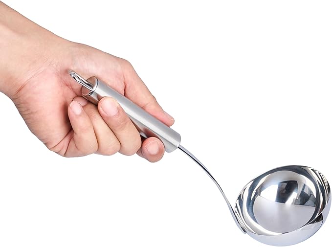 Ladle 1 Pack 11.4 Inch Serving Ladle with Deep Bowl Ergonomic Handle Precision Pouring Durable Stainless Steel Silver Utensil For Soups, Gravies, Buffet Use