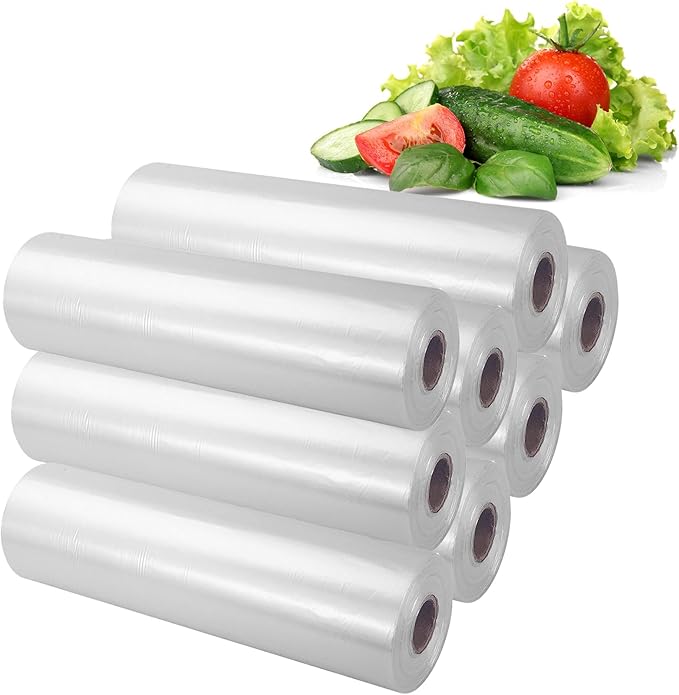 Food Storage Bags, 12" X 16" Plastic Produce Bag, Clear Plastic Bag for Food, Fruit, Vegetable, Refrigerator Storage, Kitchen, 350 Bags/Roll, 8 Rolls