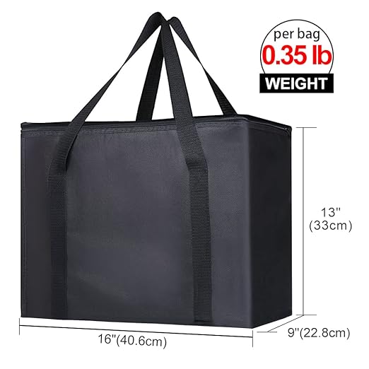 4-Pack Insulated Reusable Shopping Grocery Bags, X-Large Soft Cooler Bag Insulated, Boadon Collapsible Grocery Shopping Tote Bags for Food Delivery, Portable Softside, Black