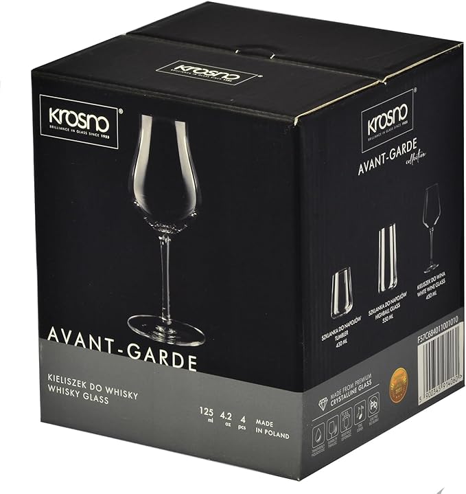 Krosno Brandy & Cognac Snifter Glasses Rum Tasting Gift Set | Set of 4 | 3.7 oz | Avant-garde Collection | For Home, Restaurants & Kitchen | Dishwasher Safe | Lead-Free Crystal Glass