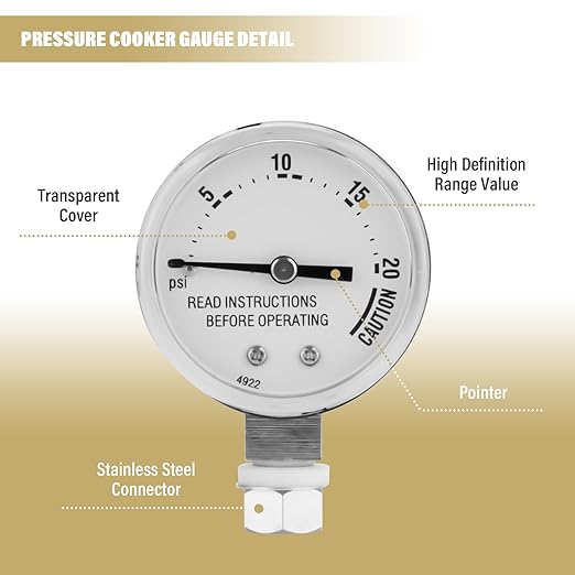 85772 Prosocool Pressure Cooker Steam Gauge Replacement for Presto Steam Gauge 82237 82121, Fit Pressure Canner Model 175107 01755 0175510 178001 178005, Pressure Cooker Parts