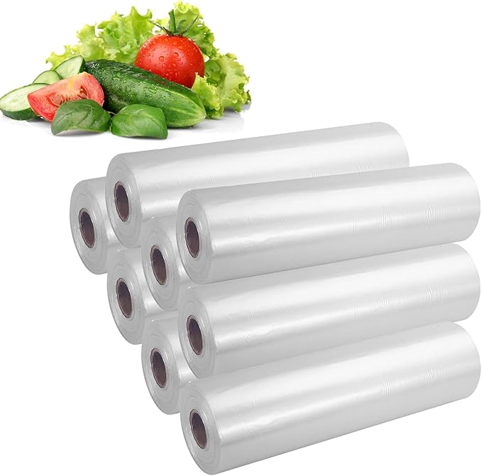 Food Storage Bags, 14" X 20" Clear Plastic Bag, Plastic Produce Bag for Food, Fruit, Vegetable, Refrigerator Storage, Kitchen,350 Bags/Roll (8 Rolls)