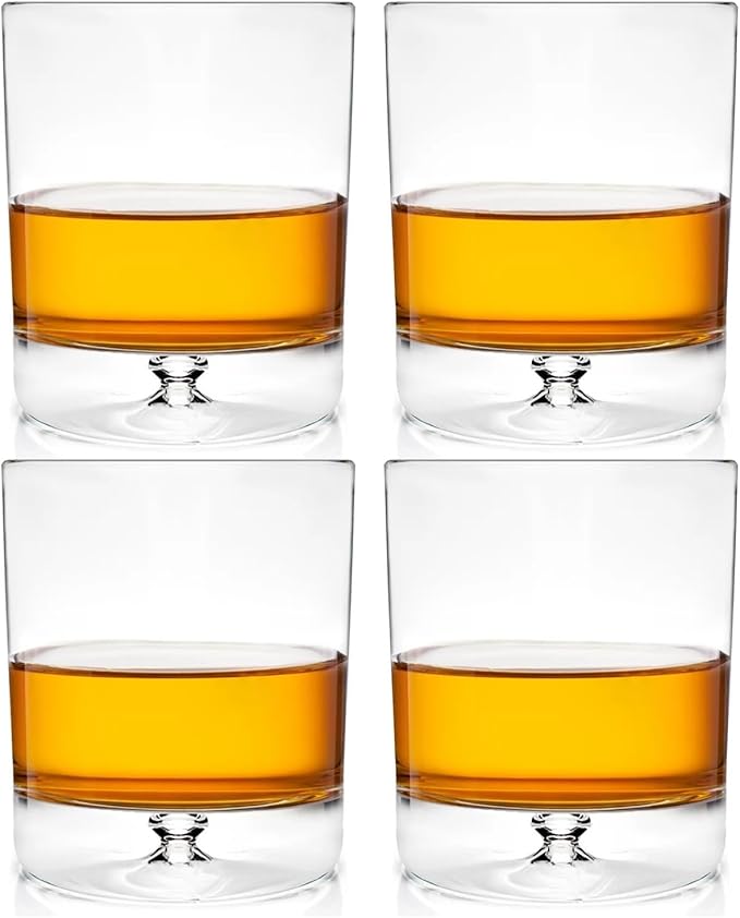 Whiskey Glasses, Set of 4, Made in Europe, 100% Lead-Free Crystal, Smooth Rim, Gift-Boxed, Dishwasher-Safe (Taylor Double Old Fashioned Glasses)