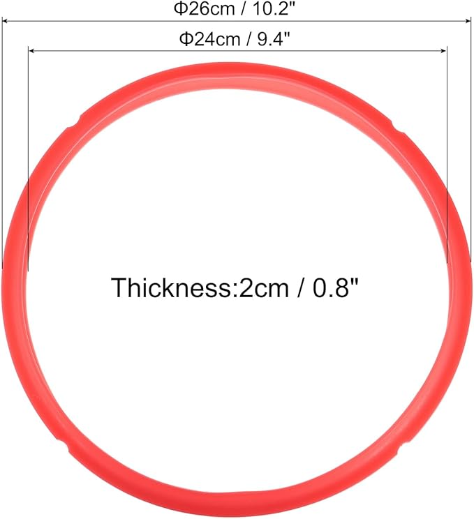 uxcell 2 Pcs Silicone Sealing Ring for Pressure Pot 8QT, Pressure Pot Inner Gasket Seal Rings Pressure Cooker Replacement Parts, Red