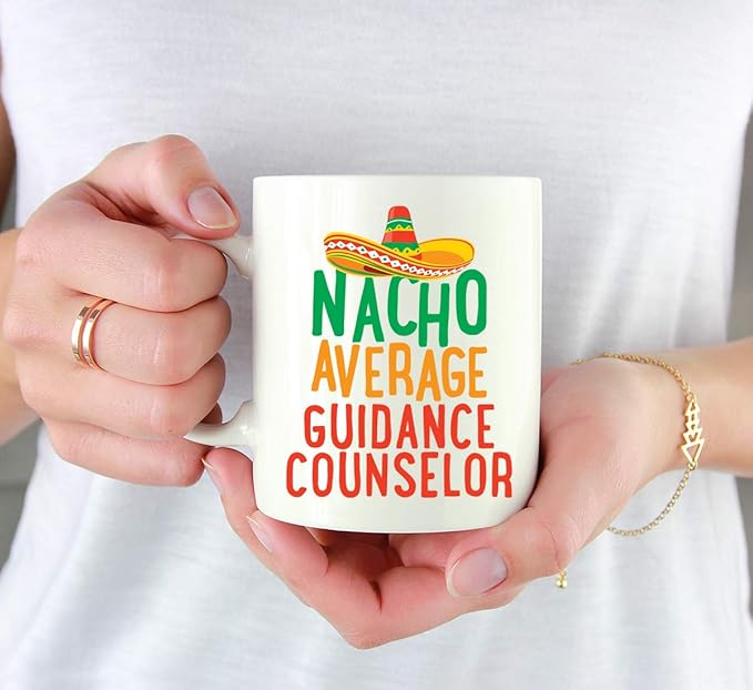 Andaz Press Funny Quirky 11oz. Ceramic Coffee Tea Mug, Nacho Average Guidance Counselor, Spanish Themed Birthday Ideas, Includes Gift Box