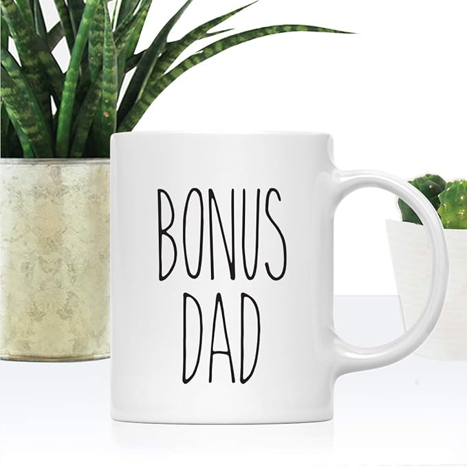 Andaz Press Simple Rustic Farmhouse Kitchen Decor 11oz. Ceramic Coffee Tea Mug Gift, Bonus Dad, 1-Pack, Birthday Christmas Gift Ideas for Family, Friends