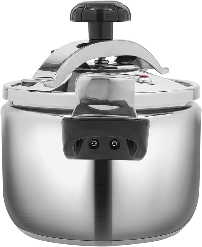 6.35 Quart Pressure Canner Cooker for Induction Stove, 60 Kpa, 2 Safety Clips, 1 Pressure Limiting Valve, 1 Pressure Relief Valve, 1 Resilient Beam, 201 Stainless Steel (6.35 Quart)