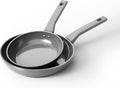 Sanho Ceramic Frying Pan Set, 8 & 10 Inch Non Toxic Non Stick Cookware Set, PFAS & PFOA Free, Induction Safe Pan, Dishwasher Safe, Gray