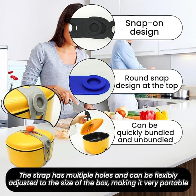 21.3In Reusable Silicone Latch Strap - Self-Lock Elastic Tie for Slow Cooker Lid/Pot/Bento Box, Organizer for Curtain/Cords/Yoga Mat/Camping Mat, BPA-Free, Dishwasher-Safe (Grey-1PCS)