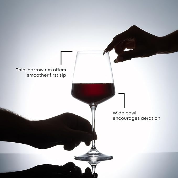 JoyJolt Sidney Red Wine Glasses Set of 4 | 19 oz Modern Wine Glasses with Long Stem | Home Bar Glass Set | Wedding Registry, Birthday, Anniversary, Gifts | Premium Crystal Stemware Made in Europe
