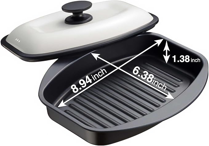 7-in-1 Microwave Grill Pan with Lid (M) size - Pariju Nonstick Cookware for Quick, Healthy Meals