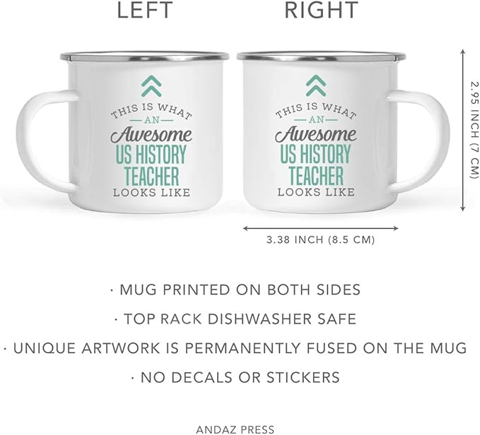 Andaz Press 11oz. Stainless Steel Campfire Coffee Mug Gift, This is What an Awesome US History Teacher Looks Like, 1-Pack, Birthday Gift Ideas Coworker Him Her, Includes Gift Box