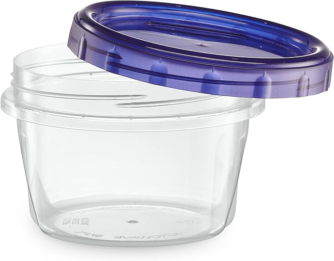 Twist Top Food Storage Containers 16 oz 24 Pack Plastic Freezer Storage Containers Leakproof Reusable with Screw on Colored Lids