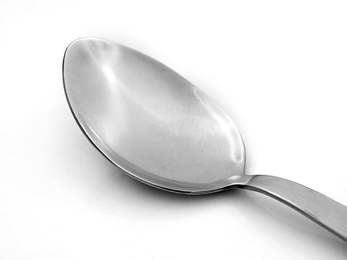 Chef Kunz Spoon Set | Pack of 2 | 18/10 Stainless Steel Serving Spoons | 9 Inch Basting Quenelle Chef Cooking Utensils Dinner Plating Spoon