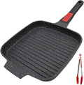 Griddle Pan with Detachable Handle, 10 Inch Cast Aluminium Non Stick Steak Pan for Induction Hob, Black
