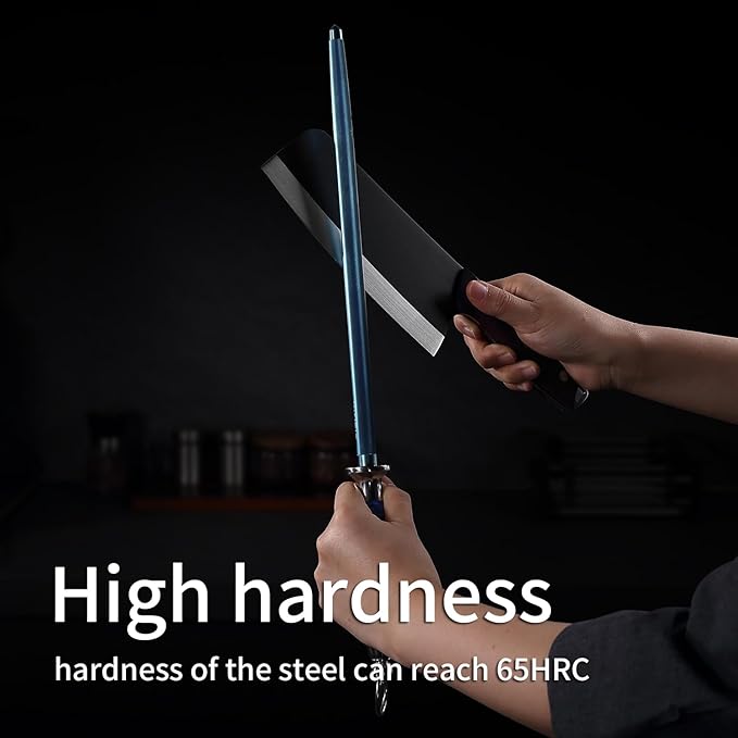 Sharpening Steel with Larger Diameter Professional Honing Rod Knife Sharpener, High Carbon Steel Knife Sharpener Rod, Magnetized Steel, Ideal for All Chef Knives