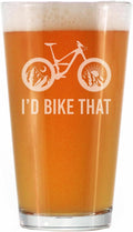 I'd Bike That - Pint Glass for Beer - Cool Bicycle Themed Decor and Gifts for Mountain Bikers - 16 oz Glasses