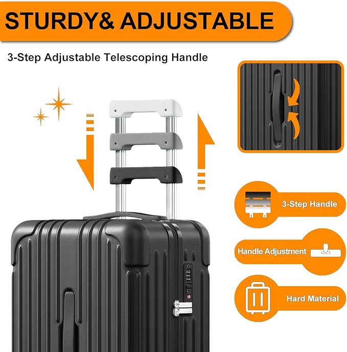 Krute Carry on Luggage 20 inch Suitcases with Spinner Wheels PC+ABS Airline Approved Hard Side Luggages with TSA Lock