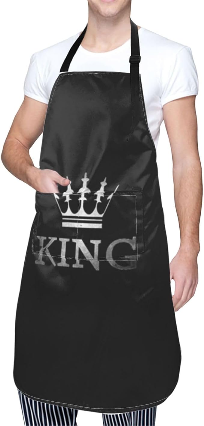 King Aprons Mens Aprons with Pockets and Adjustable Cool Apron for Gardening Cooking Kitchen