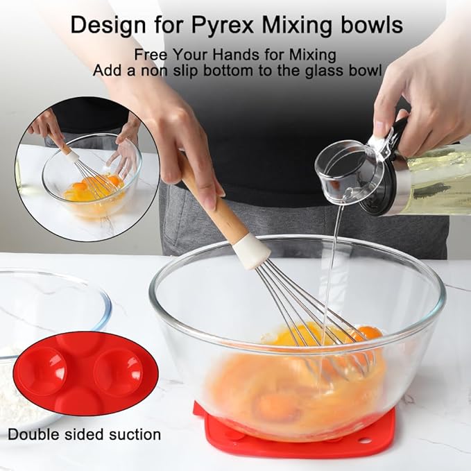 Happy Kit 2 PCS Silicone Trivets for Kitchen Accessories，Trivet Design for Cooking with Kids, Give Glass Bowls Non-Slip Bottom,Trivets for Hot Dishers, Jar Opener（RED）